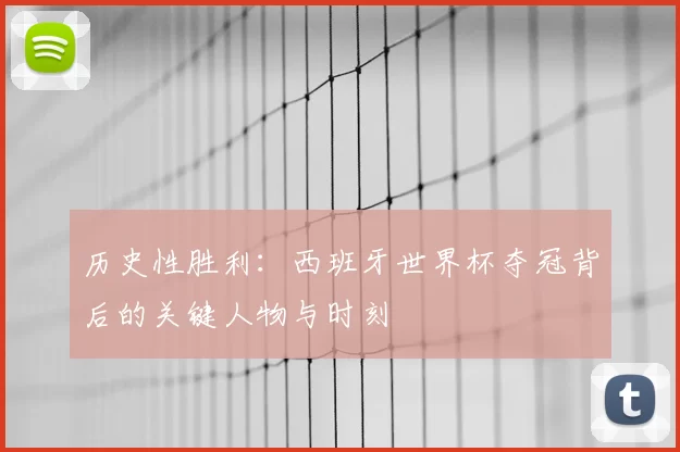 历史性胜利：西班牙世界杯夺冠背后的关键人物与时刻